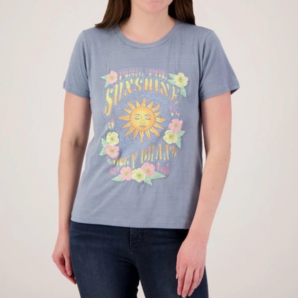 Lucky Brand Tops - Lucky Brand Feel The Sunshine Embroidered Cotton Tee